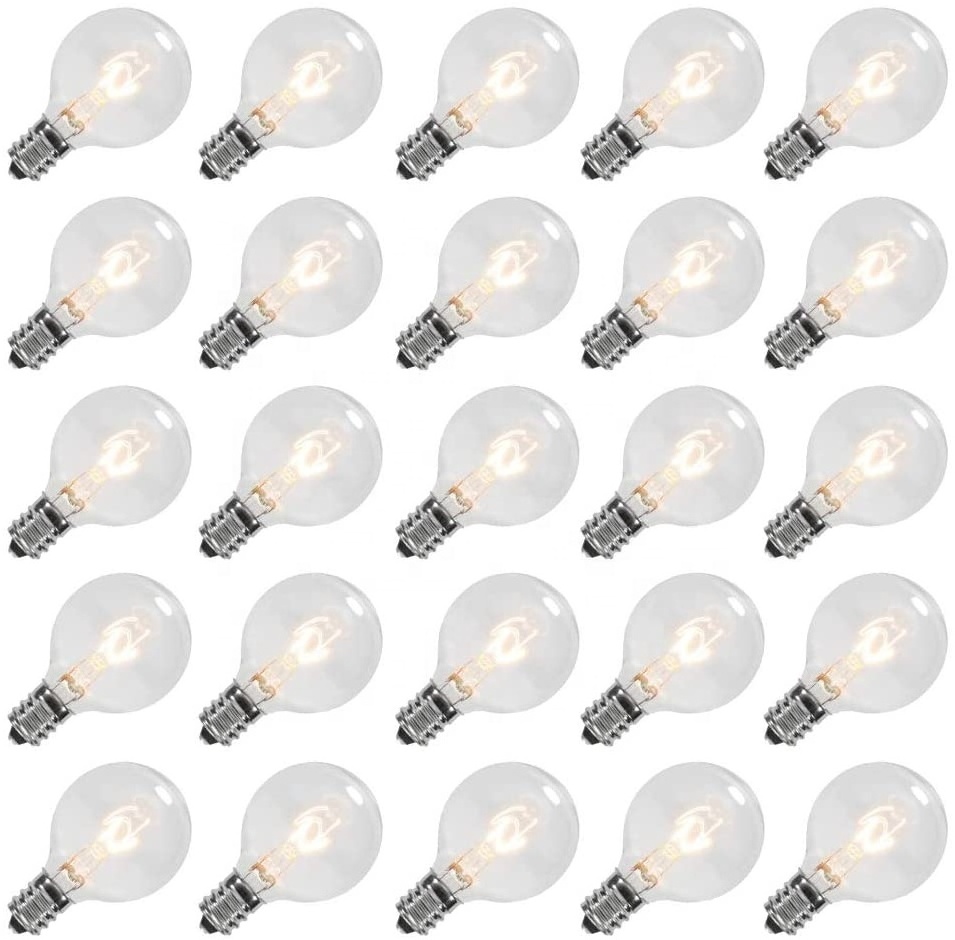 25Pack G40 Replacement Bulb  E12 Candelabra base Incandescent Light Bulb for garden patio light