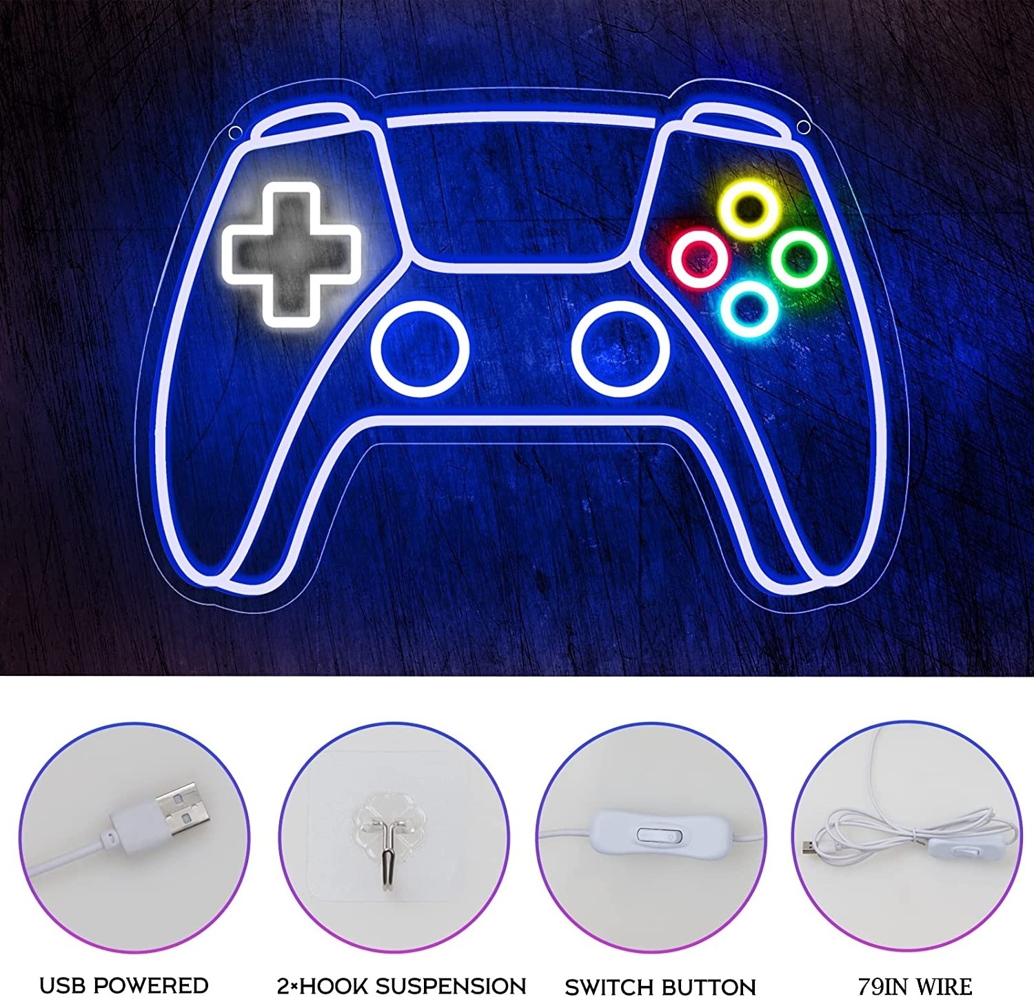 LED Neon Light Gamer Neon Sign Light Gamer Room Decor for Gaming Wall Decor USB Powered Boys Kids Gifts Gamepad Shaped Sign