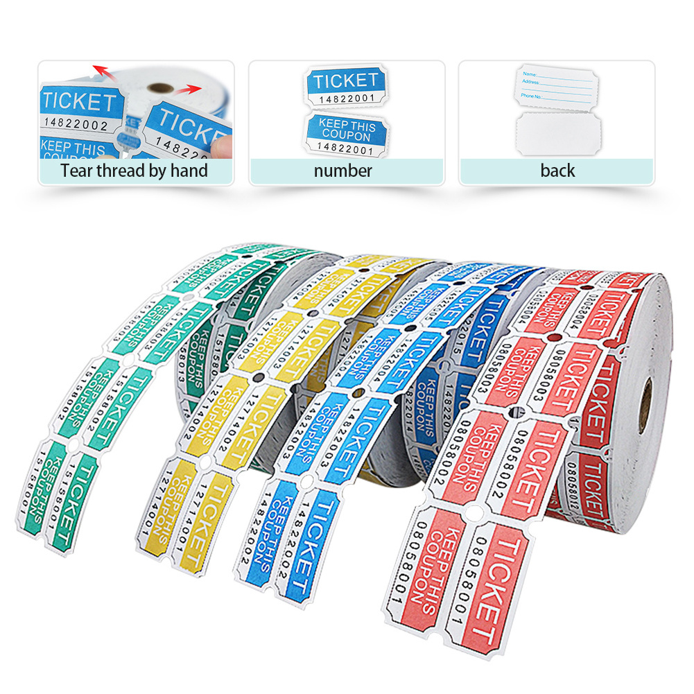 2000 Sheets Large Roll Pull Tab Continuous Numbering Accept Custom Colors and Logos Offset Printing Lottery Tickets Sweepstakes