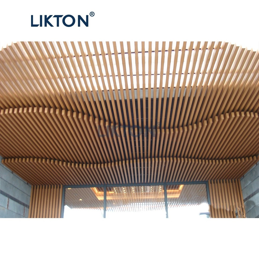 High Quality Strip Wood Ceiling Fashion Aluminum Baffle Ceiling Panels For Exterior