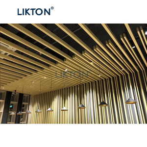 Interior Wood Grain Aluminum Strip Ceiling Design Modern Baffle ceiling tiles For Porch Hall