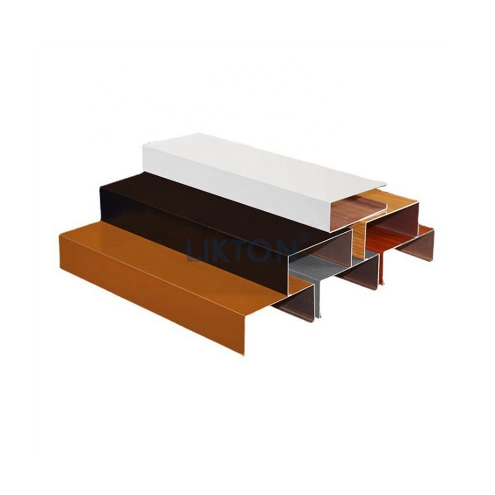 Interior Wood Grain Aluminum Strip Ceiling Design Modern Baffle ceiling tiles For Porch Hall