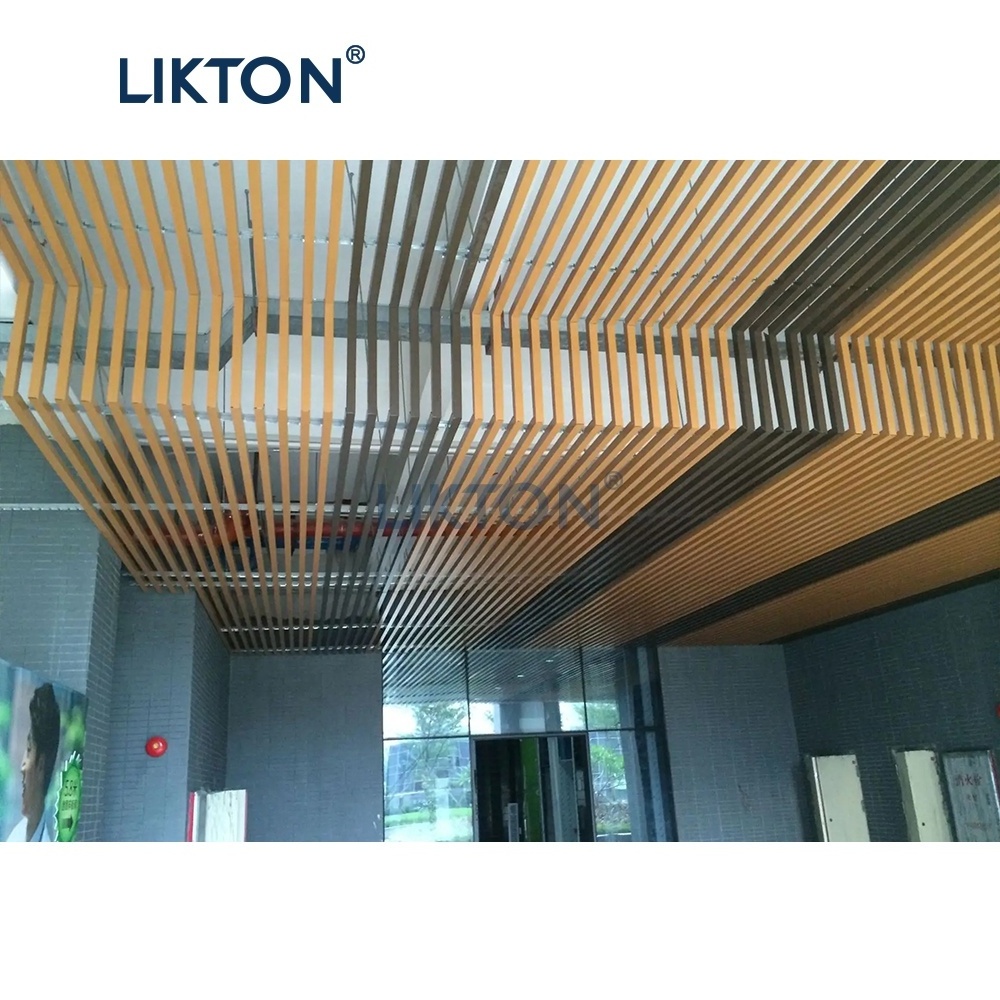 Decorative Baffle Ceiling Strip Suspended Wood Grain Metal Square Mall Modern Aluminum Alloy Waterproof False Ceiling