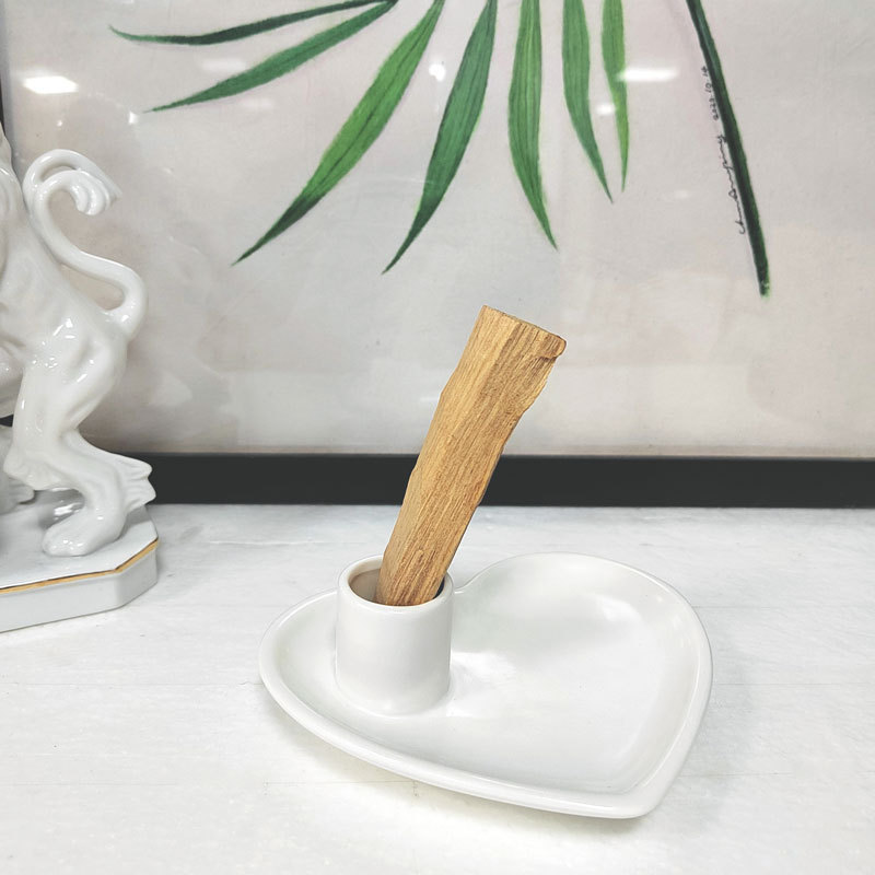 Heart Ceramic Palo Santo Holder Incense Burner Holder Sage Holder For Burning Ash Catcher Burning Bowl For Meditation Yoga