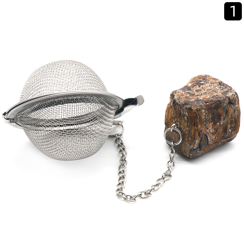 Raw Crystal Tea Infuser Amethyst Stainless Steel Ball Mesh Tea Strainer Loose Tea Leaf Infuser Herbals Spices Filter