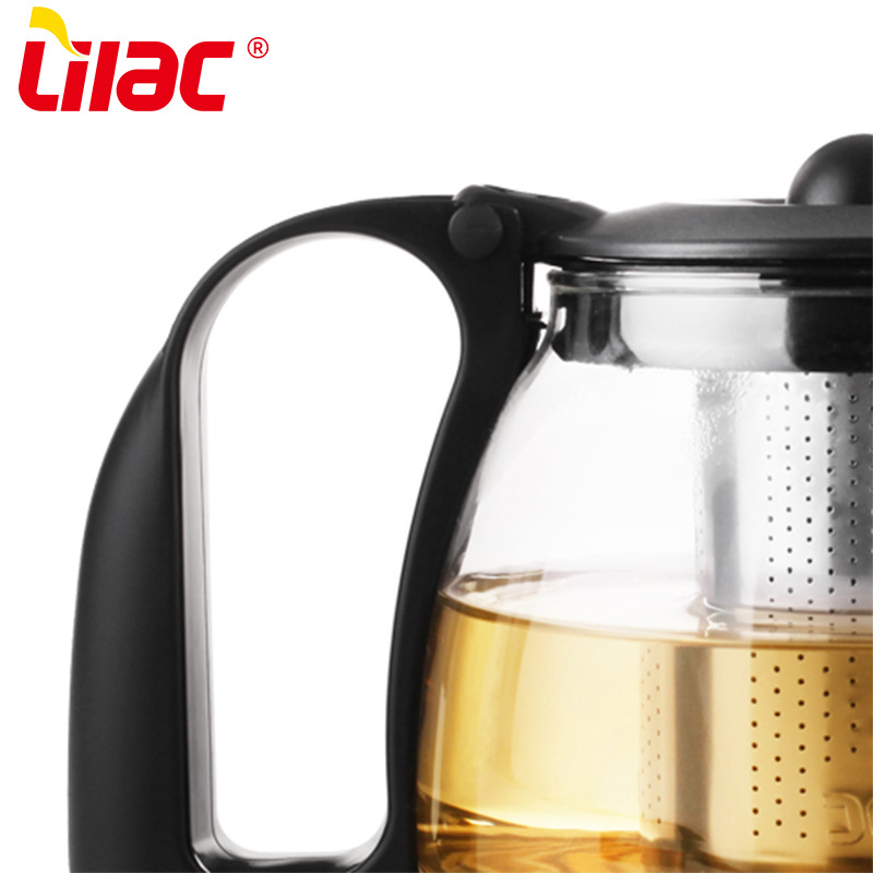 Lilac BSCI SGS LFGB 700ml+150ml*4PCS glass tea pot drinkwware black coloured clear glass teapot