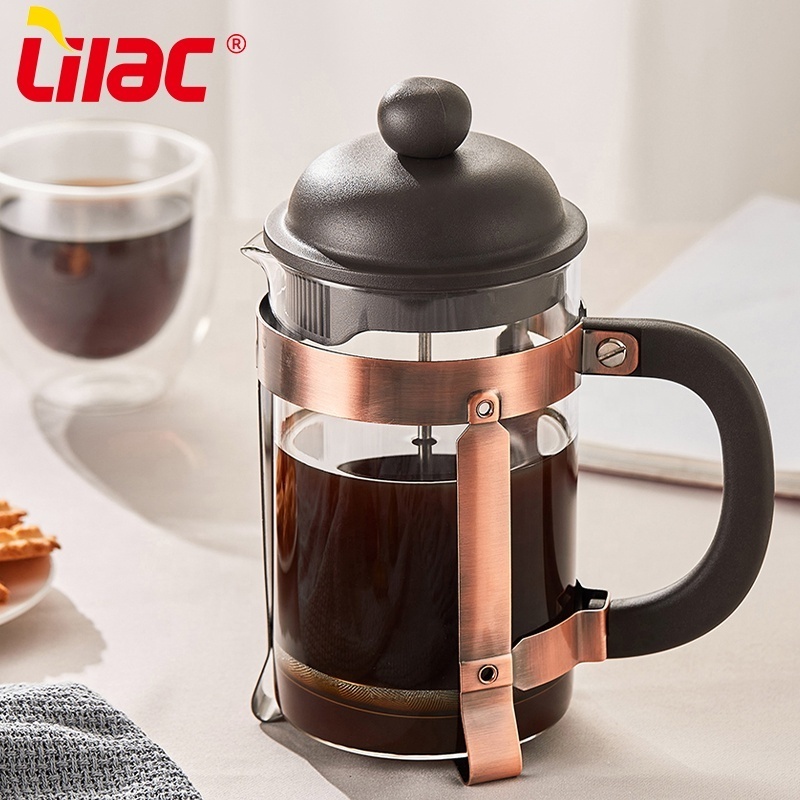 Lilac BSCI SGS LFGB 1000ml press coffee filtration system glass final french coffee maker