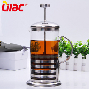 Lilac BSCI SGS LFGB 350 ml 600ml 800ml 1000ml stainless steel filtration system glass coffee maker french press for camping