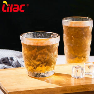 Lilac BSCI SGS LFGB 300ml 370ml beer glass cup glacier pattern dollar store drinking glass for restaurant