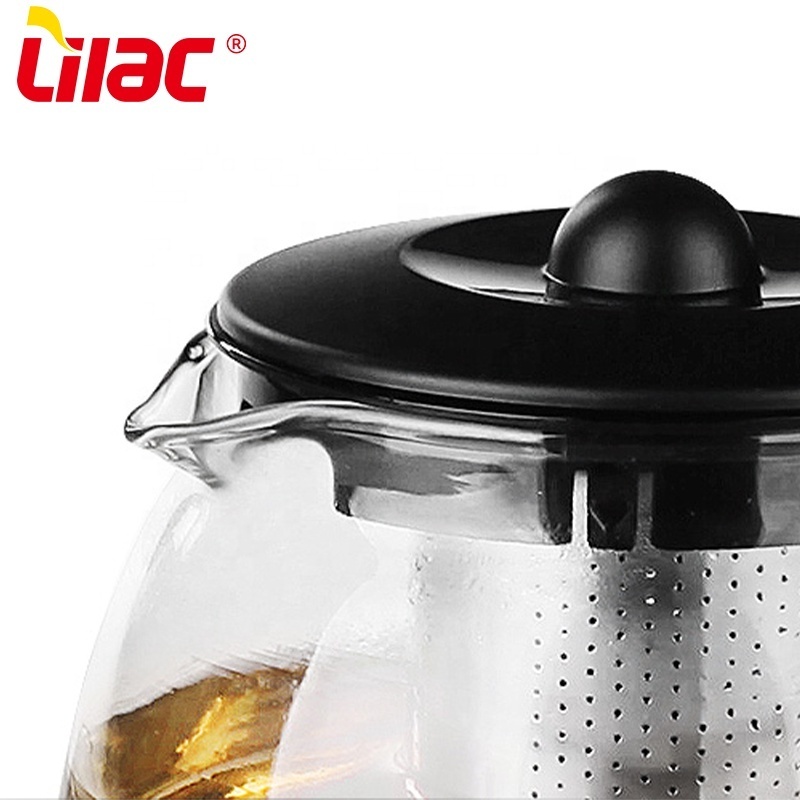 Lilac BSCI SGS LFGB 700ml+150ml*4PCS glass tea pot tea infuser glass teapot for shop