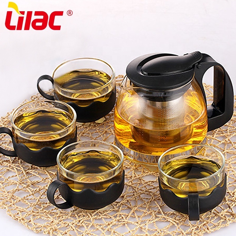 Lilac BSCI SGS LFGB chinese the best wholesale modern japanese infuser kettle set transparent glass teapot tea pot with infuser