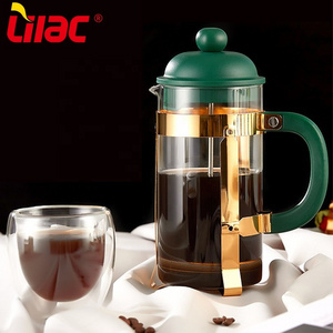 Lilac BSCI SGS LFGB 1000ml cafetiere stainless plunger coffee press espro glass french press