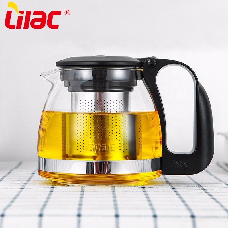 Lilac bsci sgs lfgb 700ml glass tea pot semi automatic multi functional high temperature glass teapots