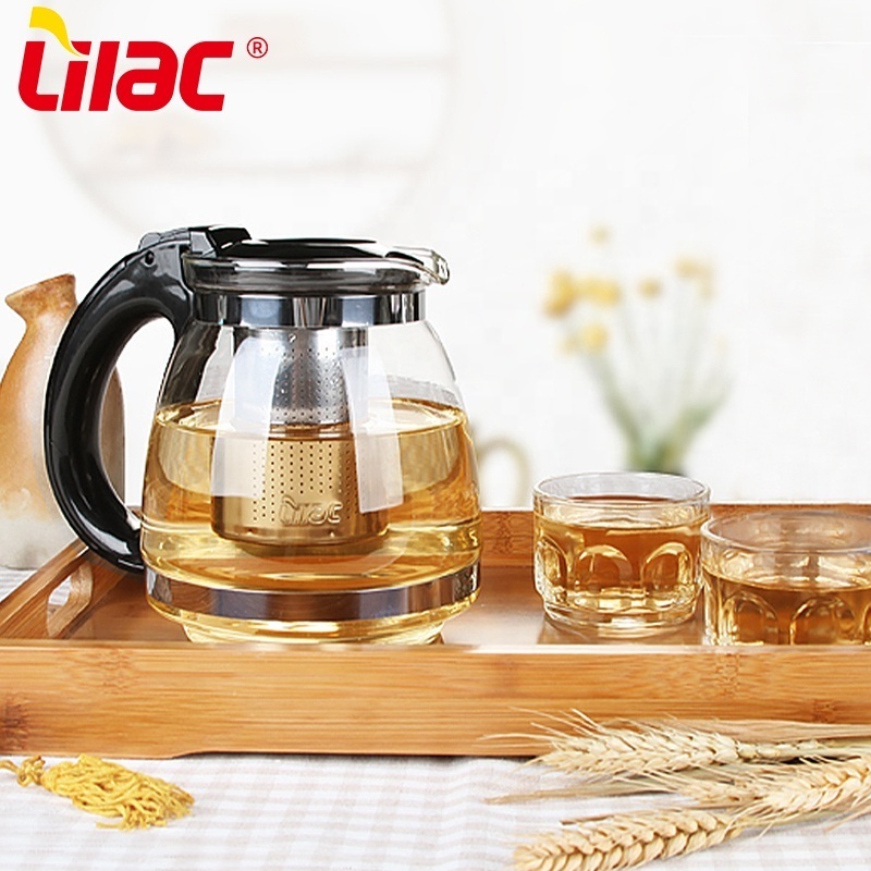 Lilac BSCI SGS LFGB 1500ml glass teapot creative infusion glass tea pot with strainer