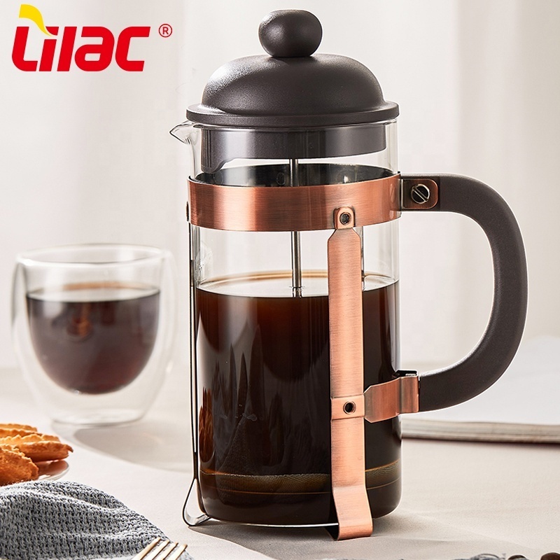 Lilac BSCI SGS LFGB 1000ml plunger pot large plastic and stainless steel coffee pot maker french press gift set with plunger