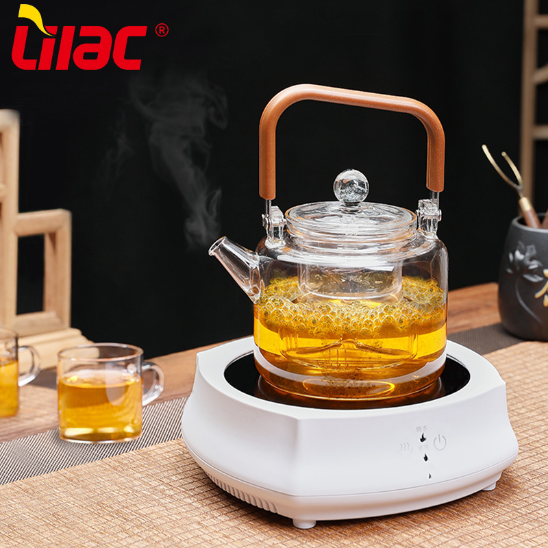 Lilac BSCI SGS LFGB 600ml glass tea cooker kettle thick beam kettle Japanese electric ceramic oven glass teapot