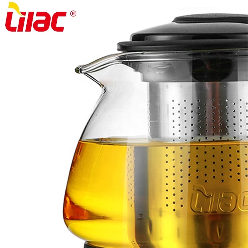 Lilac BSCI SGS LFGB 700ml customized Shape chinese tea and coffee set tea maker heat resistant glass teapot  with infuser