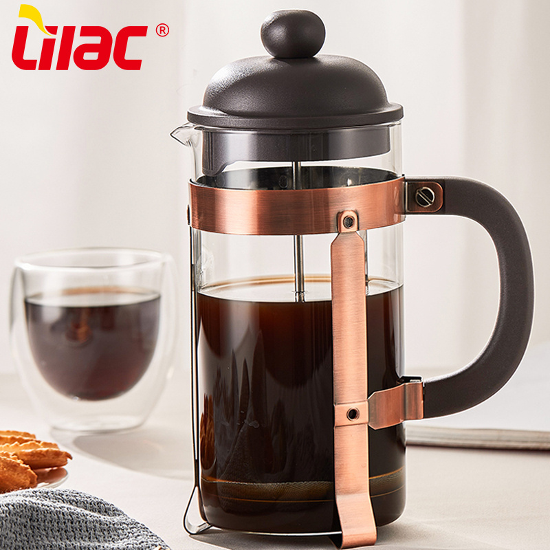 Lilac BSCI SGS LFGB morden luxury coffee grinder french press coffee maker thermo metal french press