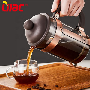 Lilac BSCI SGS LFGB 1000ml distribution gold plating and copper plating coffee powder press bottle french press