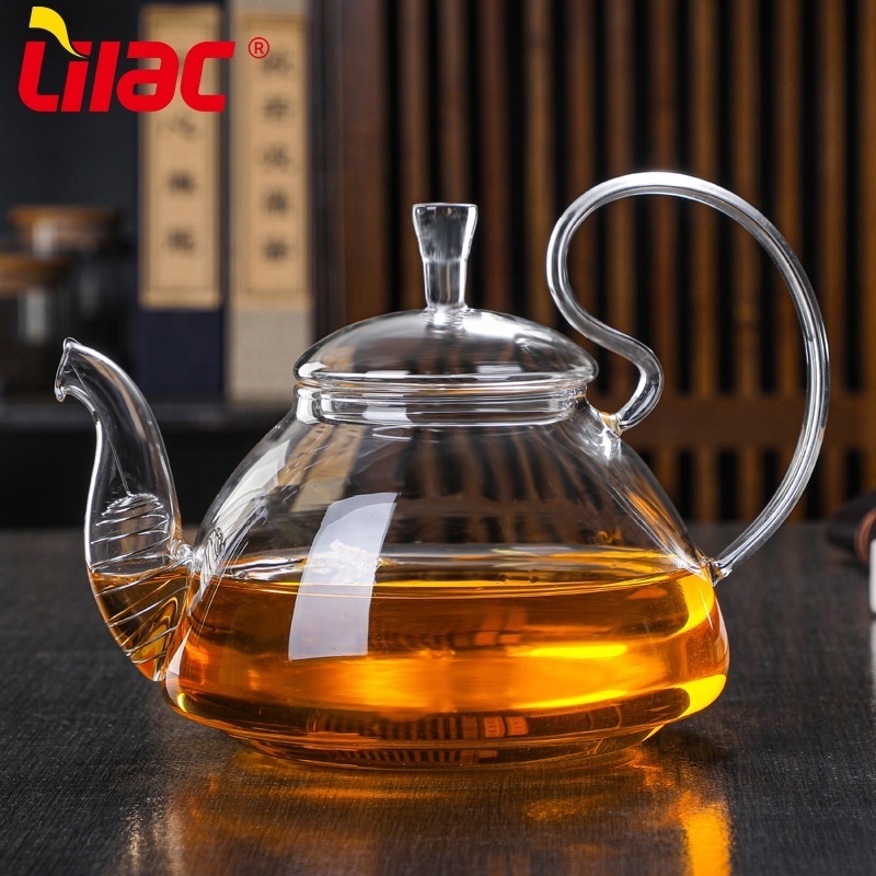 Lilac BSCI SGS LFGB 600ml 750ml home small modern borosilicate glass teapot and tea cup kettles & tea pots