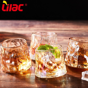 Lilac BSCI SGS LFGB glassware manufacturers spinning crystal glass cup wine whisky glass whiskey glass cup