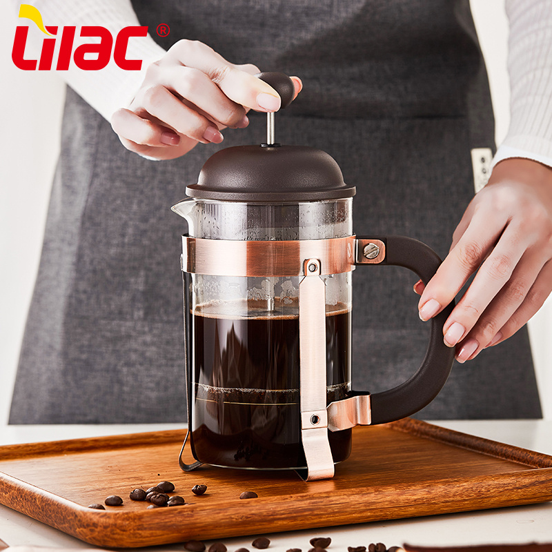 Lilac BSCI SGS LFGB morden luxury coffee grinder french press coffee maker thermo metal french press