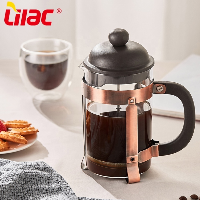 Lilac BSCI SGS LFGB 1000ml cafetiere stainless plunger coffee press espro glass french press