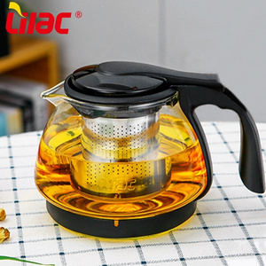 Lilac BSCI SGS LFGB 700ml customized Shape chinese tea and coffee set tea maker heat resistant glass teapot  with infuser