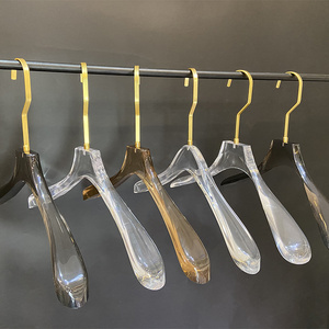 Factory wholesale water crystal transparent clothing store dedicated women's acrylic coat hanger without trace trouser clip hook