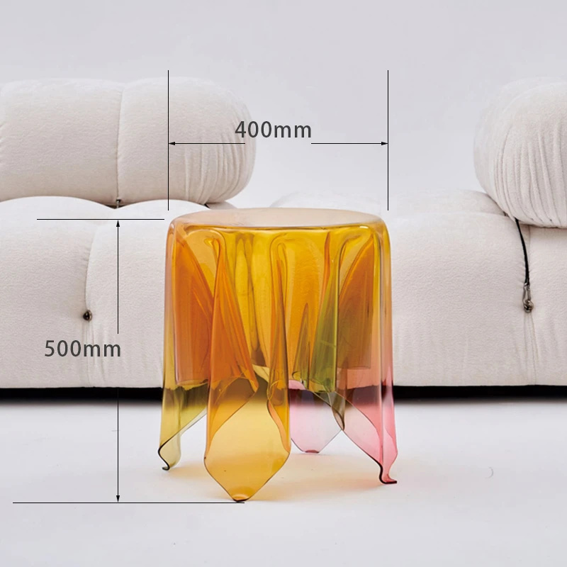 Wholesales Colorful Acrylic Round Table Furniture Acrylic Coffee Side Tables Rainbow Home Commercial Decor