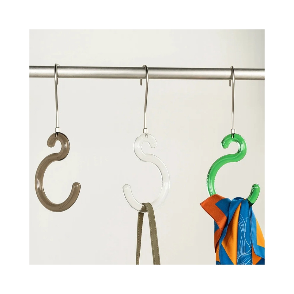 2023 Custom Logo S Shape Acrylic Scarf Hanger Scarves Display Holder Acrylic Muslim Hijab Hanger with Gold Metal Hook