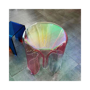 Wholesales Colorful Acrylic Round Table Furniture Acrylic Coffee Side Tables Rainbow Home Commercial Decor