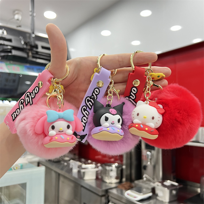 Wholesale Sanrio Liquid Keychain Pendant Gifts Kawaii Plush Cinnamonroll My Melody Kuromi Key chain Accessories Sakura Sanrio