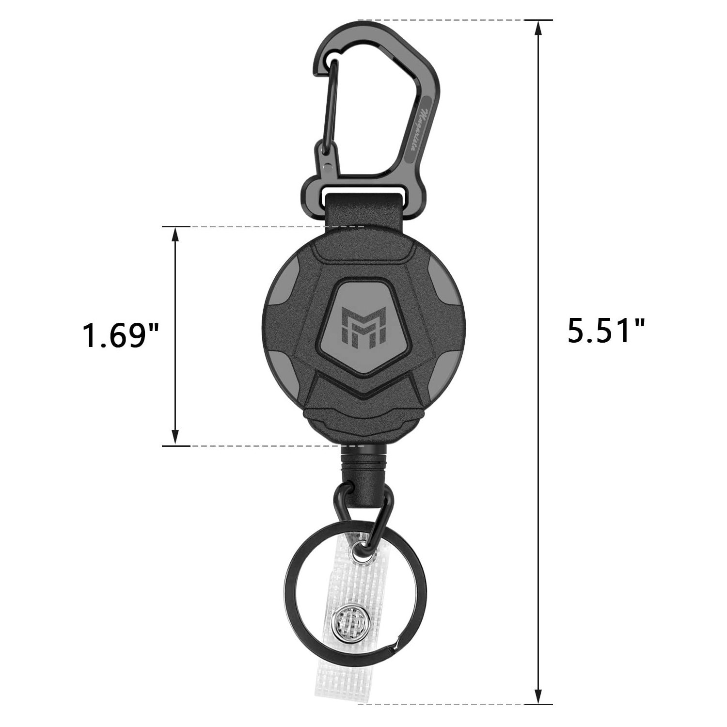 Lilangda Retractable Key chains Heavy Duty Alloy Carabiner Badge Holder Tactical ID Steel Cord Heavy Duty Retractable Keychain