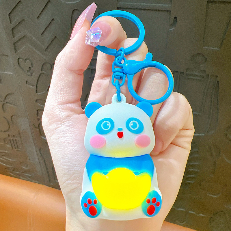 Lilangda Creative Cartoon Doll Switch Light Cute Luminous Hanging Bag Accessories Couple PVC Small Animal Elf Keychain