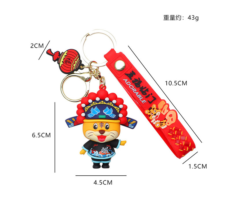 Lilangda 2022 Newest Happy New Year Gifts Tang Suit Cute Cartoon 3D Tiger Dolls PVC Rubber Lucky Cat maneki Neko Keychain