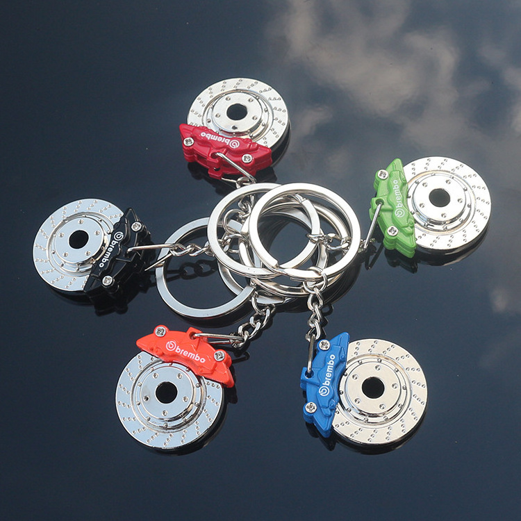 Wholesale Mini Creative Small Gift Car Brake Disc Pendant Accessories Keychains Auto Parts Models Spinning Racing Brake Keychain