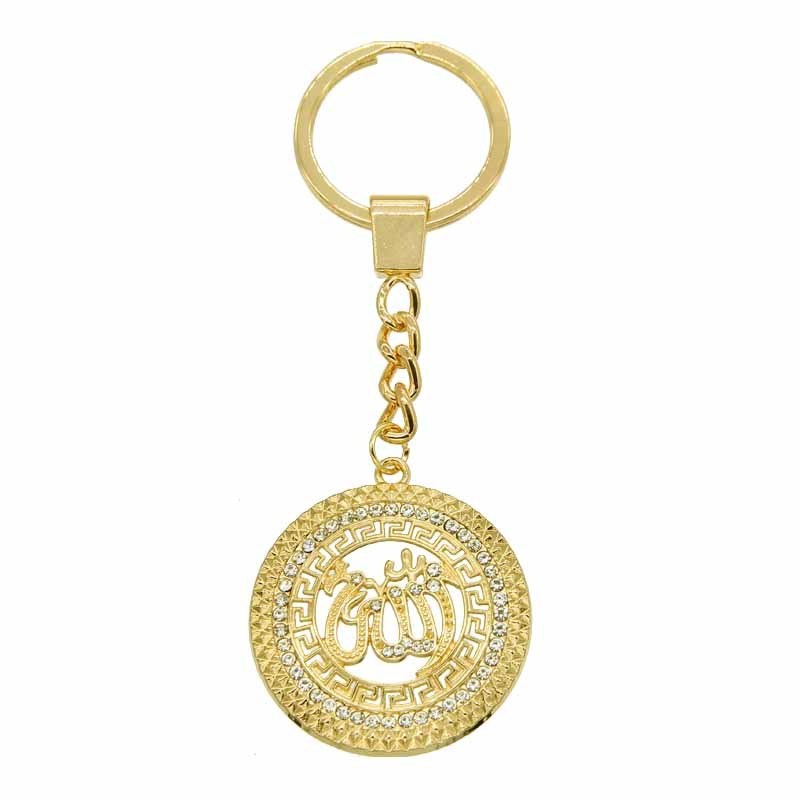 Lilangda Key chain Custom Fashion Zinc Alloy Rhinestone Silver Gold Metal Keyring Allah Islam Muslim Keychain