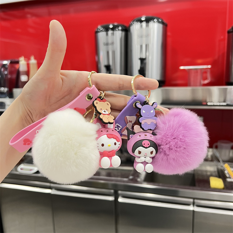 Wholesale Sanrio Liquid Keychain Pendant Gifts Kawaii Plush Cinnamonroll My Melody Kuromi Key chain Accessories Sakura Sanrio