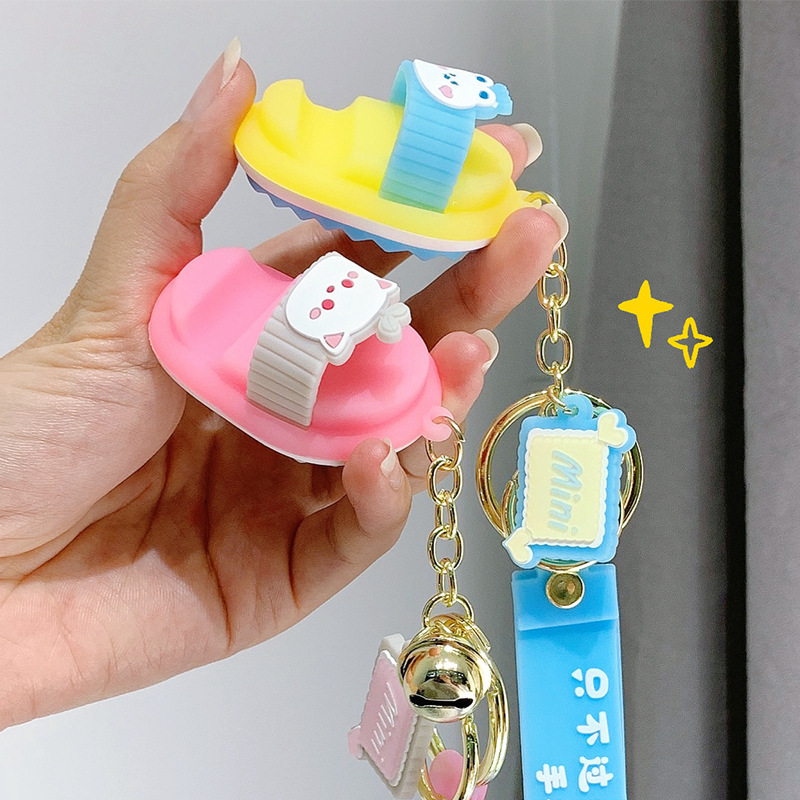 Hot Sale Cute Mini 3d Shoe Keychain Creative Color Slippers Mobile Phone Holder Keychains Shoes Dimensional Keyring Couple Gifts