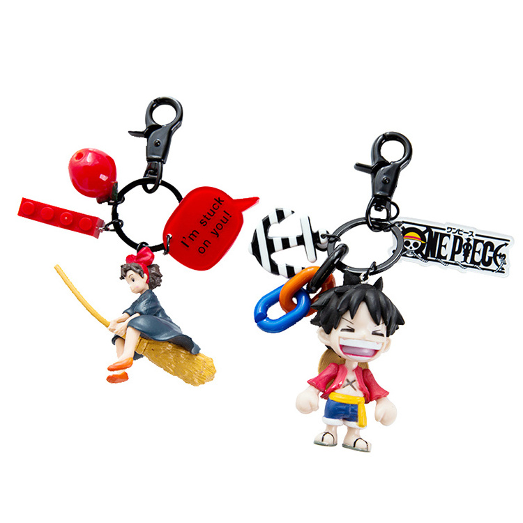 Lilangda Plastic KiKi Delivery Key Chain Japan Anime Figure Monkey D Luffy One Piece Keychain