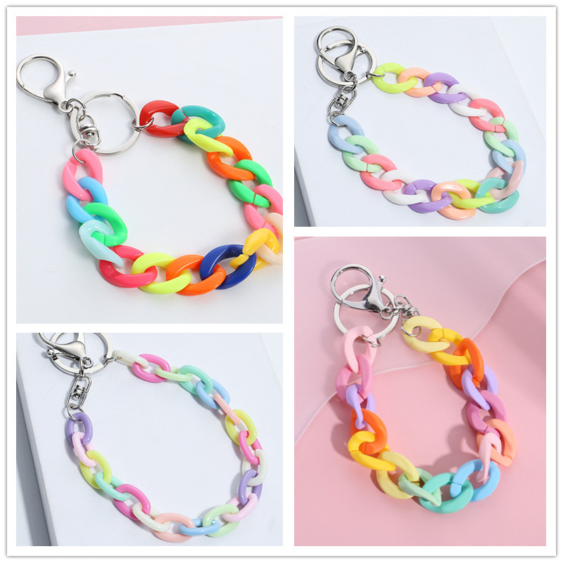 Lilangda New Color Acrylic Chain Buckle Keychain Luggage and Clothing Keychain Pendant Jewelry Accessories Plastic Keychain