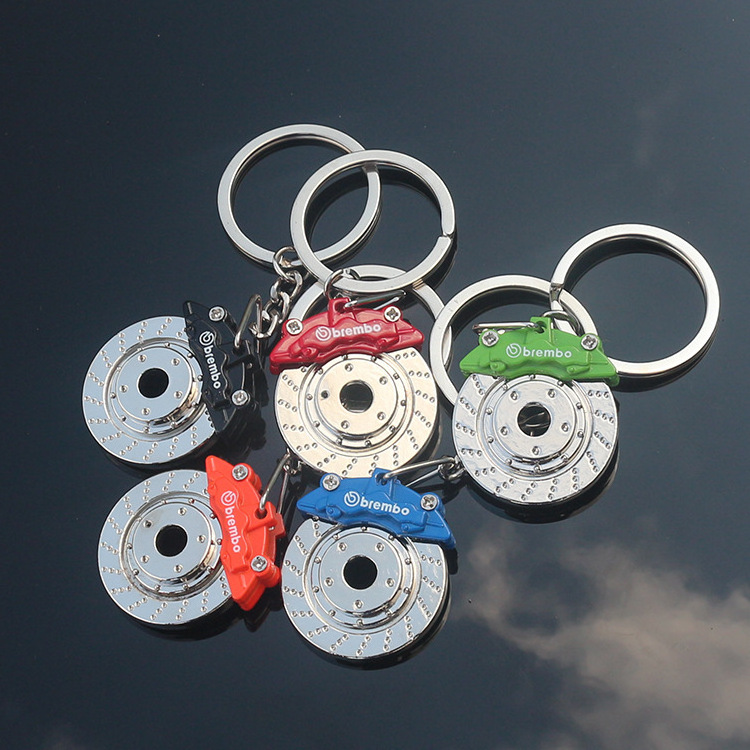 Wholesale Mini Creative Small Gift Car Brake Disc Pendant Accessories Keychains Auto Parts Models Spinning Racing Brake Keychain