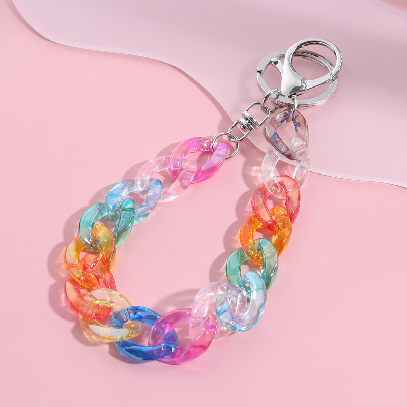 Lilangda New Color Acrylic Chain Buckle Keychain Luggage and Clothing Keychain Pendant Jewelry Accessories Plastic Keychain