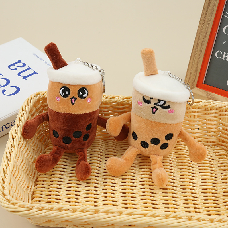 Cartoon Creative Milk Tea Cup Plush Toy Pendant Cute Super Cute Grab Kachine Doll Doll Doll Backpack Pendant Cute Boba Keychain