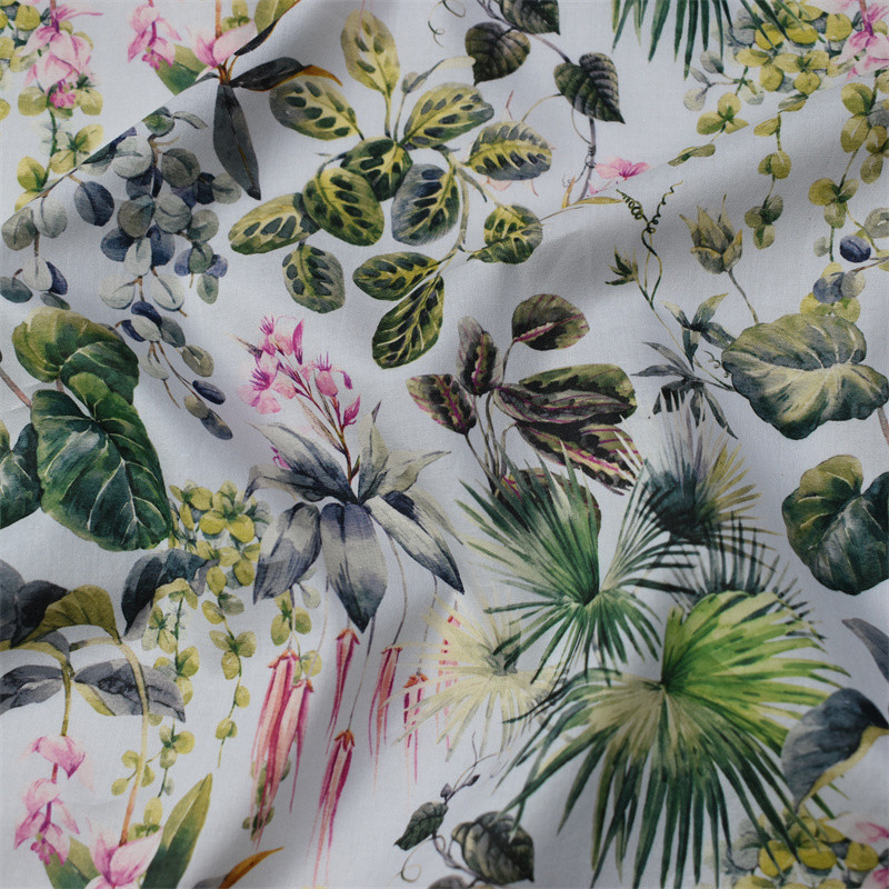 Low moq custom digital printing  high quality custom pattern floral cotton twill 100% cotton fabric