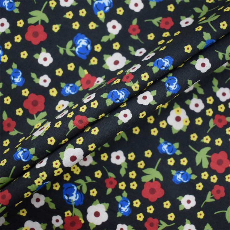 Low moq custom digital printing gots certified digital floral custom print organic cotton fabric for garment