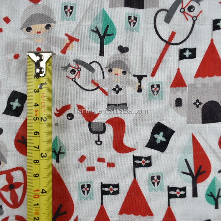 No moq custom digital printing 100% cotton gauze muslin fabric double layer bamboo muslin gauze  fabric for kids