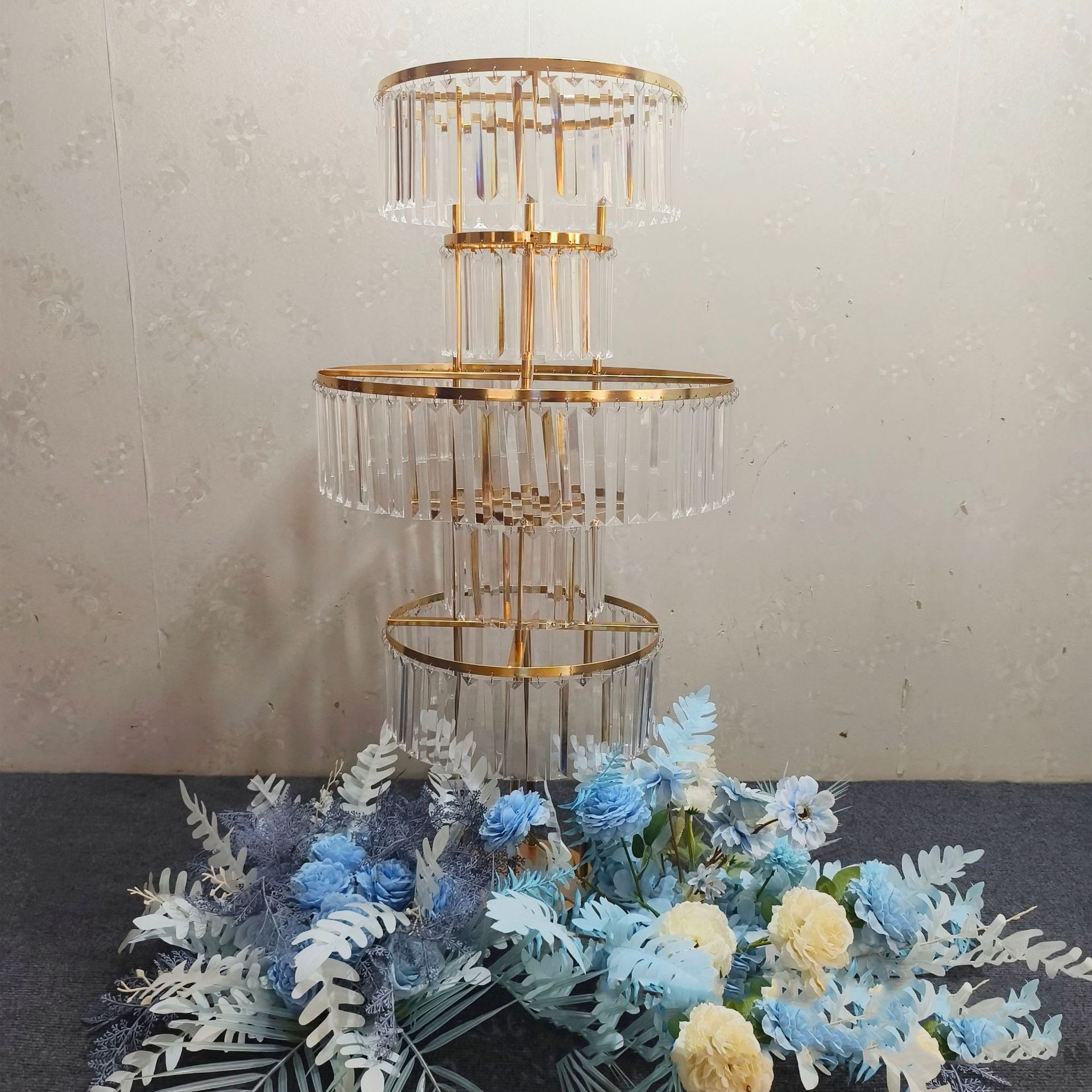 Wedding golden multi-layer flower stand hall venue layout decoration props party supplies wedding centerpieces  crystal bar