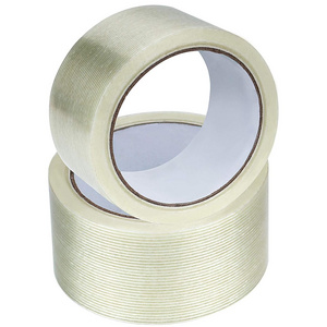 Recyclable Heavy Duty Straight and Cross Mesh Fiber Fiberglass Reinforced Filament Strapping Packing  Tape  glass grid  tape